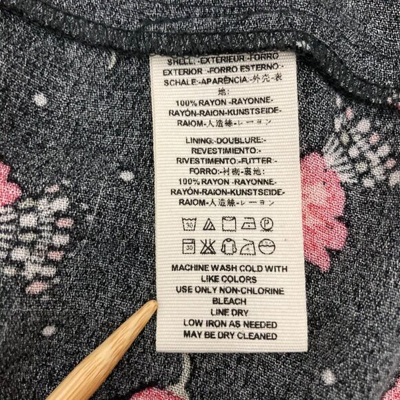 Free People Teagan Mini Dress Size 8 Black Floral Long Sleeve Keyholes Pleated - Picture 9 of 11